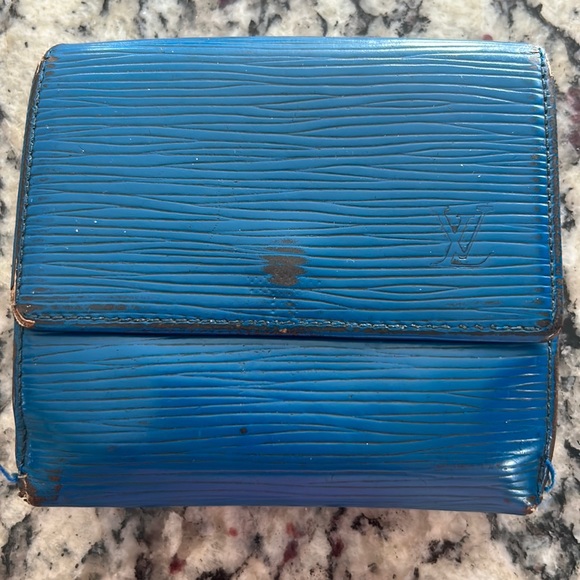 LV Blue Epi Double Snap Wallet - Picture 10 of 13